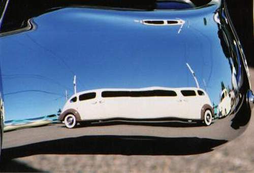 Car reflection on 55 Chevy Bumper